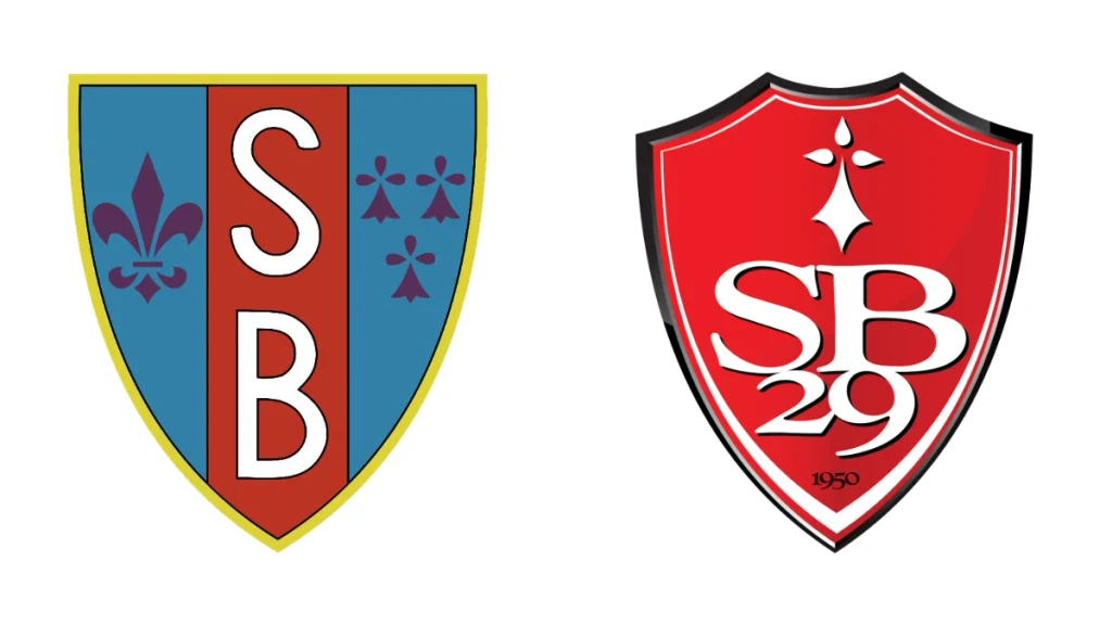 Ancien et nouveau logo du Stade Brestois