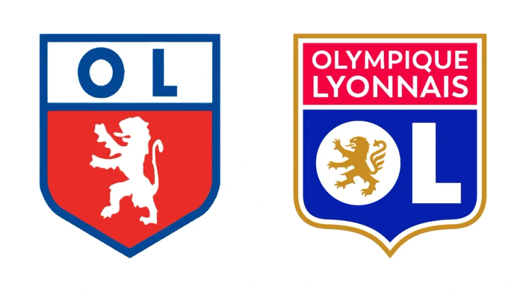 Ancien et nouveau logo de l'Olympique Lyonnais