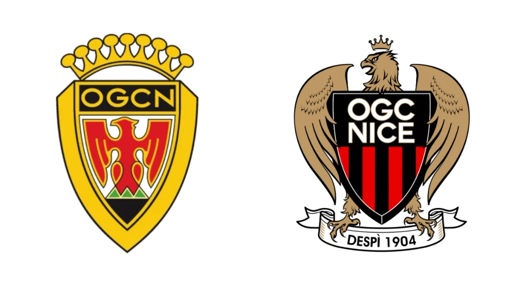 Ancien et nouveau logo de l'OGC Nice