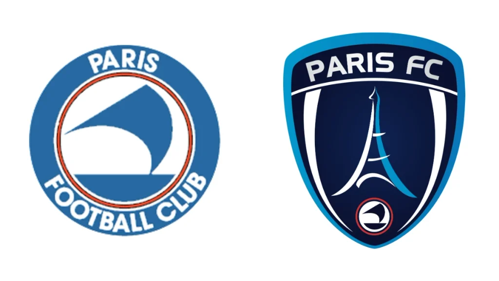 Ancien et nouveau logo du Paris FC